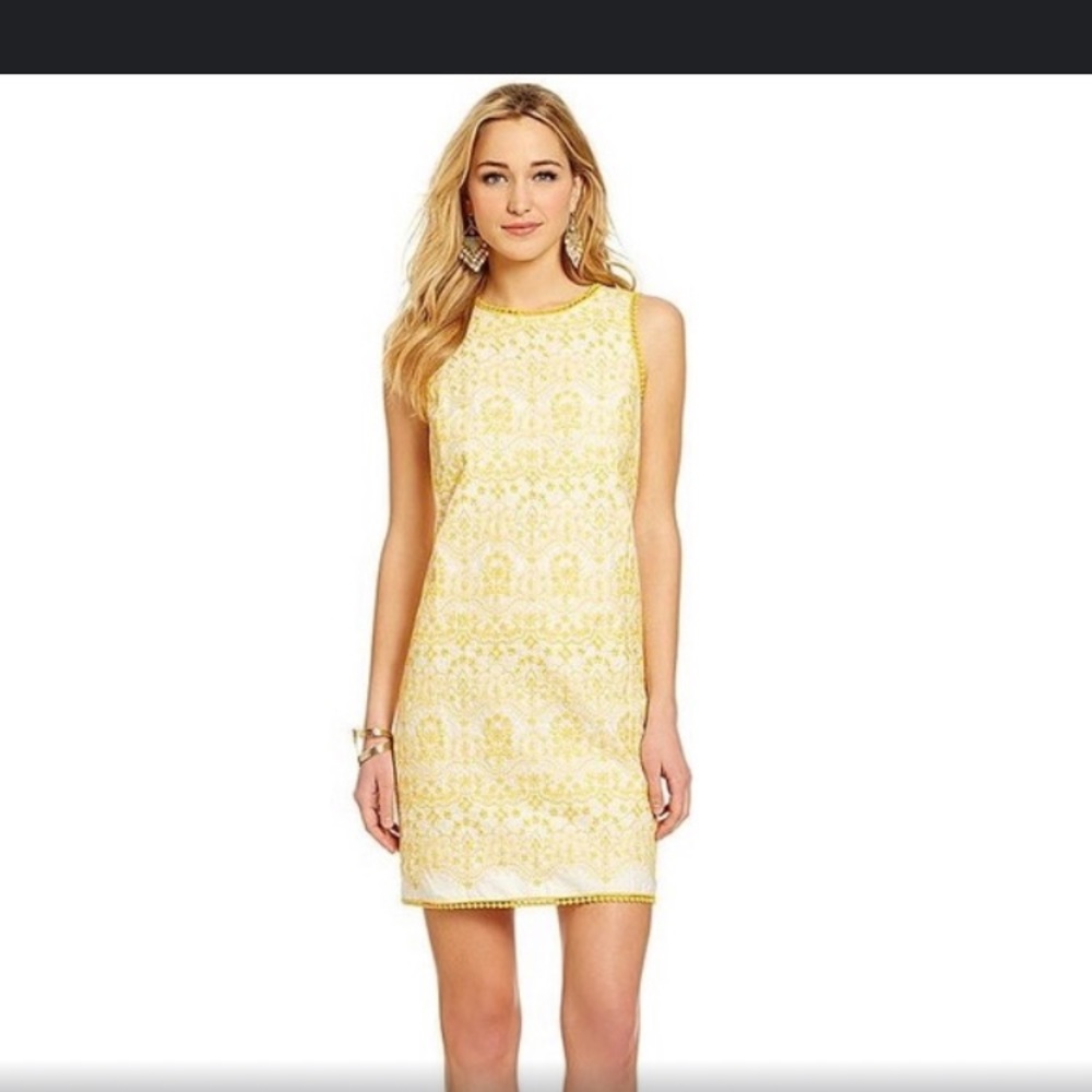 Chelsea & Violet Yellow Embroidered Shift Dress